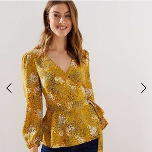 LOFT Petite Floral Wrap Blouse
